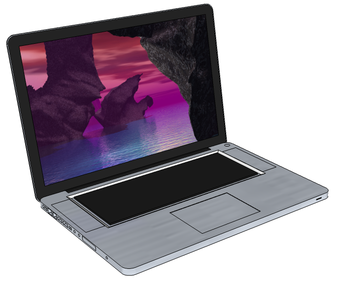3-D model of a 2009 MacBook Pro.
