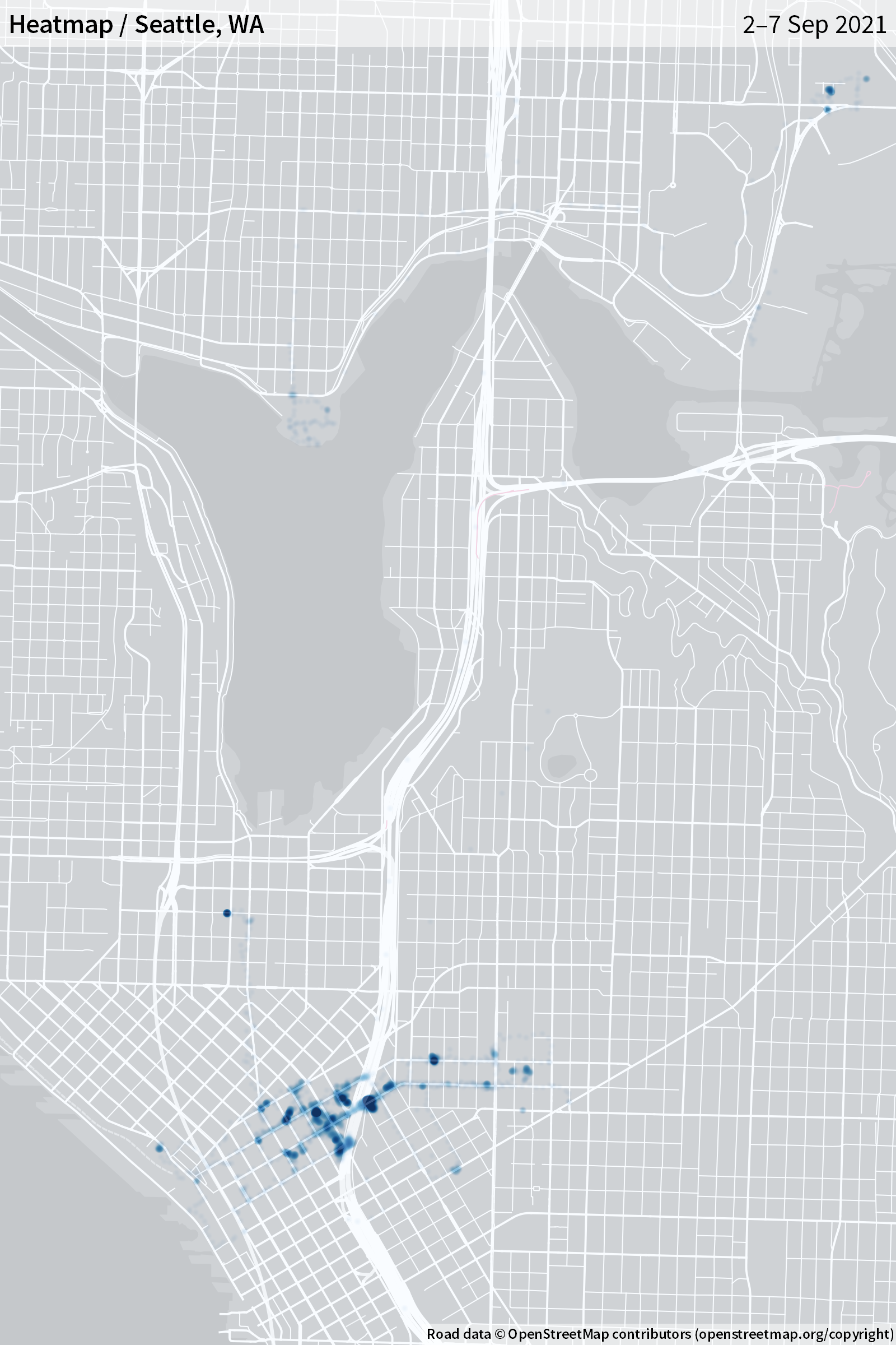 Heatmap of Seattle, Washington from 2-7 September 2021.