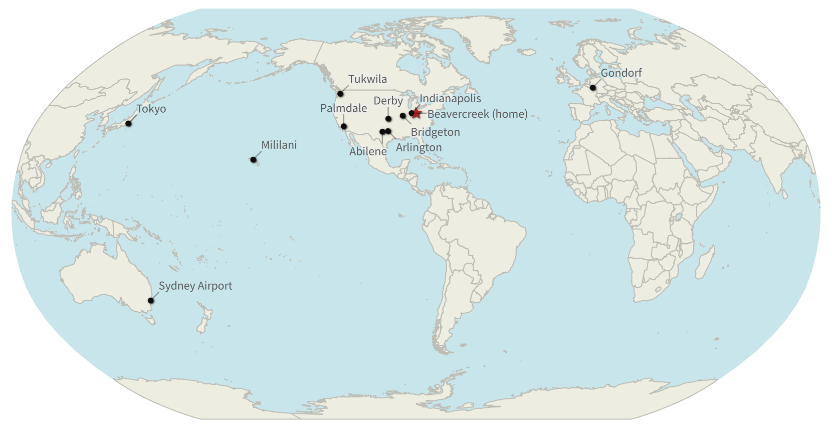 Chart with January 1 through December 31 on the x-axis, and the average distance from home (2009 through 2020) on the y-axis. There are also sparklines for each year showing the distance from home for each day of the year. The peak average distance from home is on 12 February, with an average distance of 2628 miles or 4229 km.