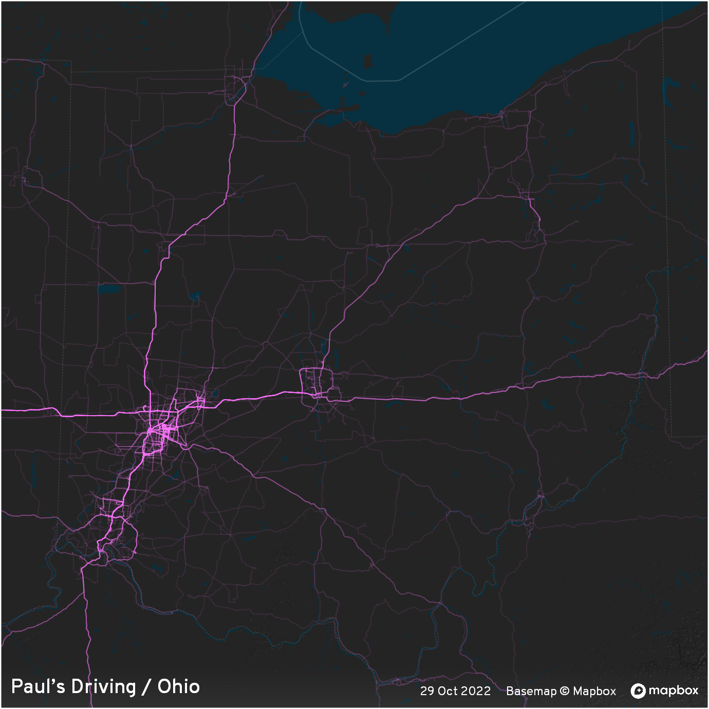 Driving density map of Ohio as of 29 Oct 2022.