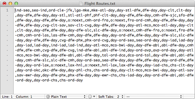 Text file of flight routes.