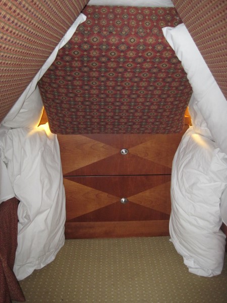 Interior of the pillow fort.
