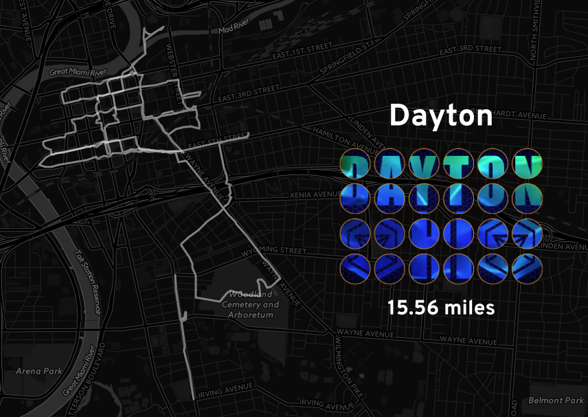 Ingress mosaic map of the 'Dayton' mission.
