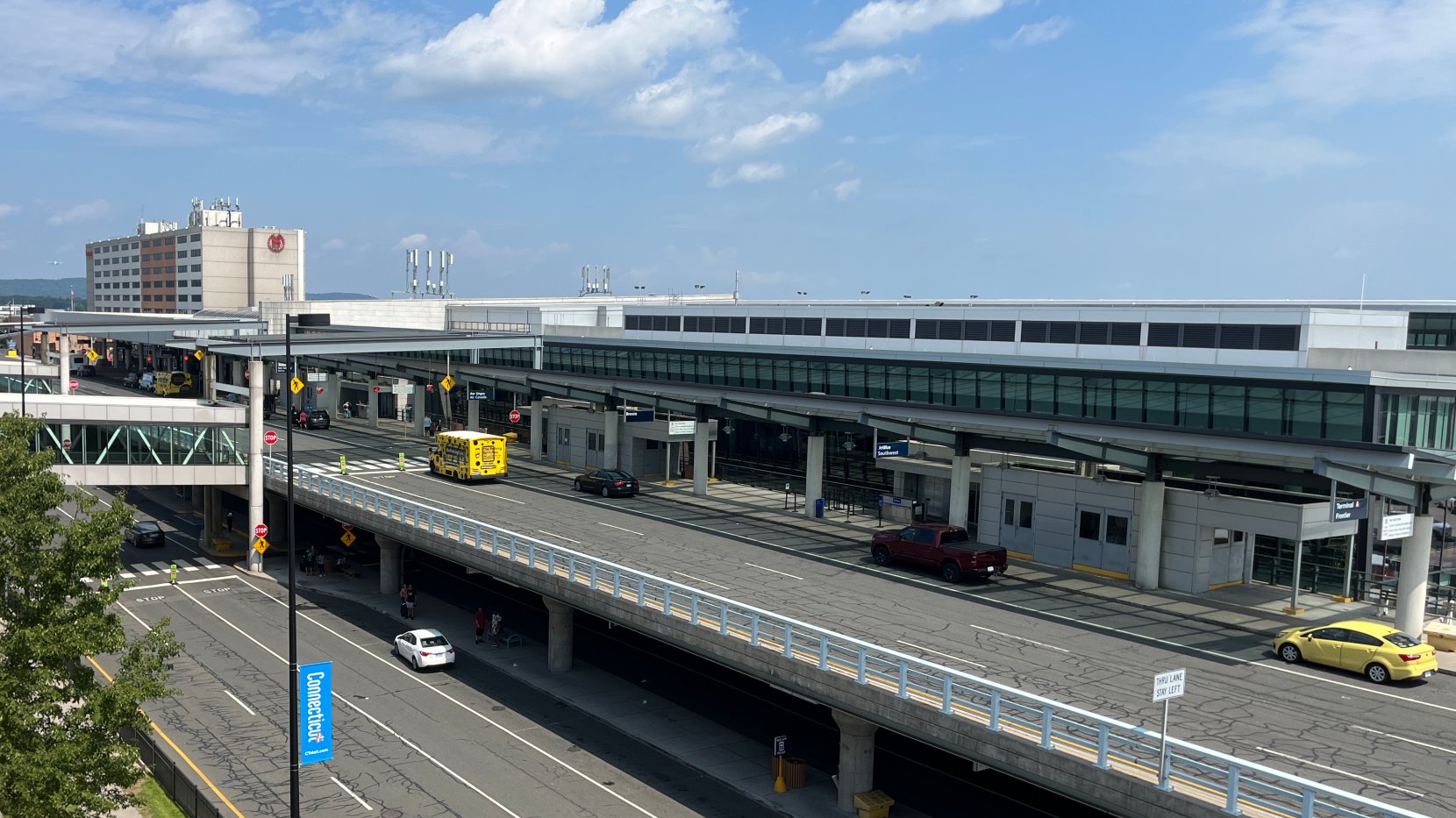 Another view of the exterior arrival and departures loops of BDL's terminal.