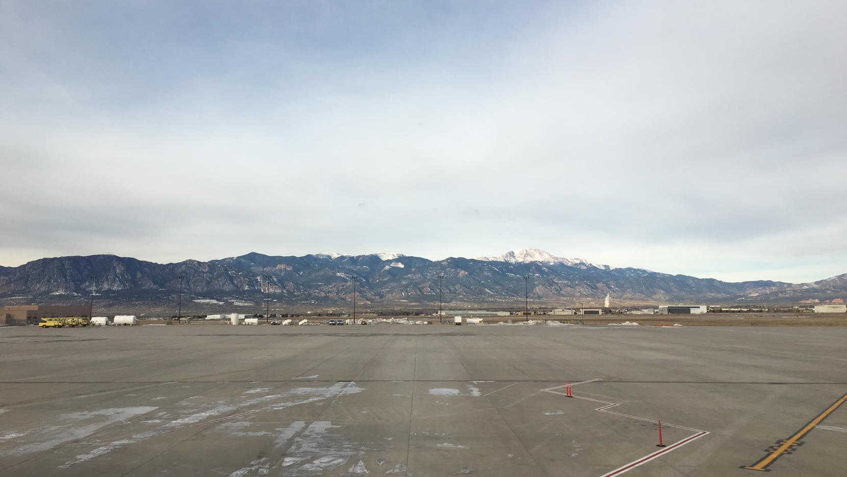 A view of Pikes Peak and the Rocky Mountains from COS.