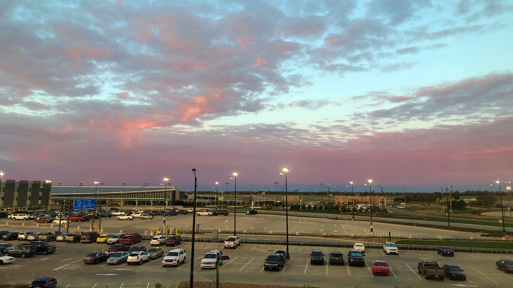 Wichita (ICT) terminal at sunset.