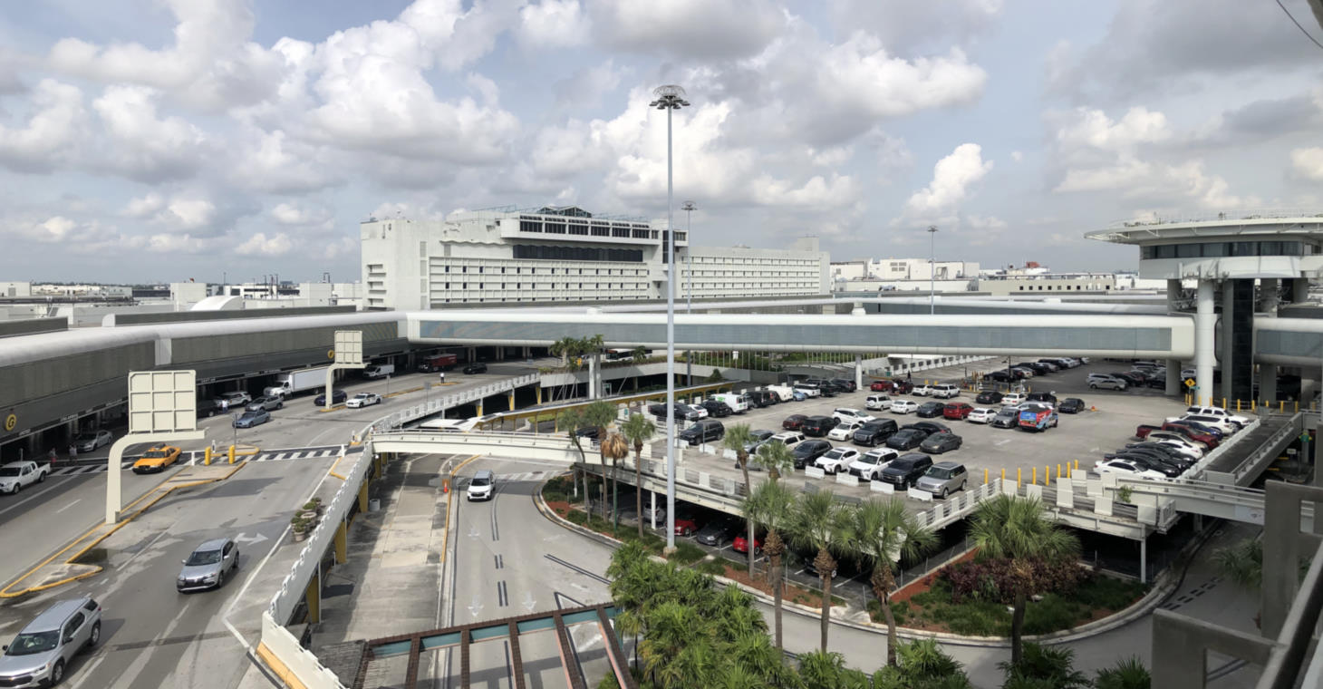 Photo of the MIA central terminal from a parking structure.