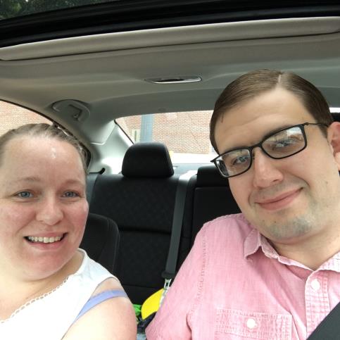 Paul and Amy in Paul's car.