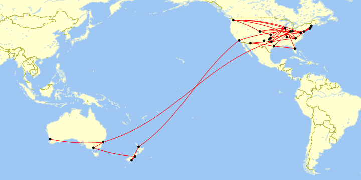 A map of all my flights in 2018.