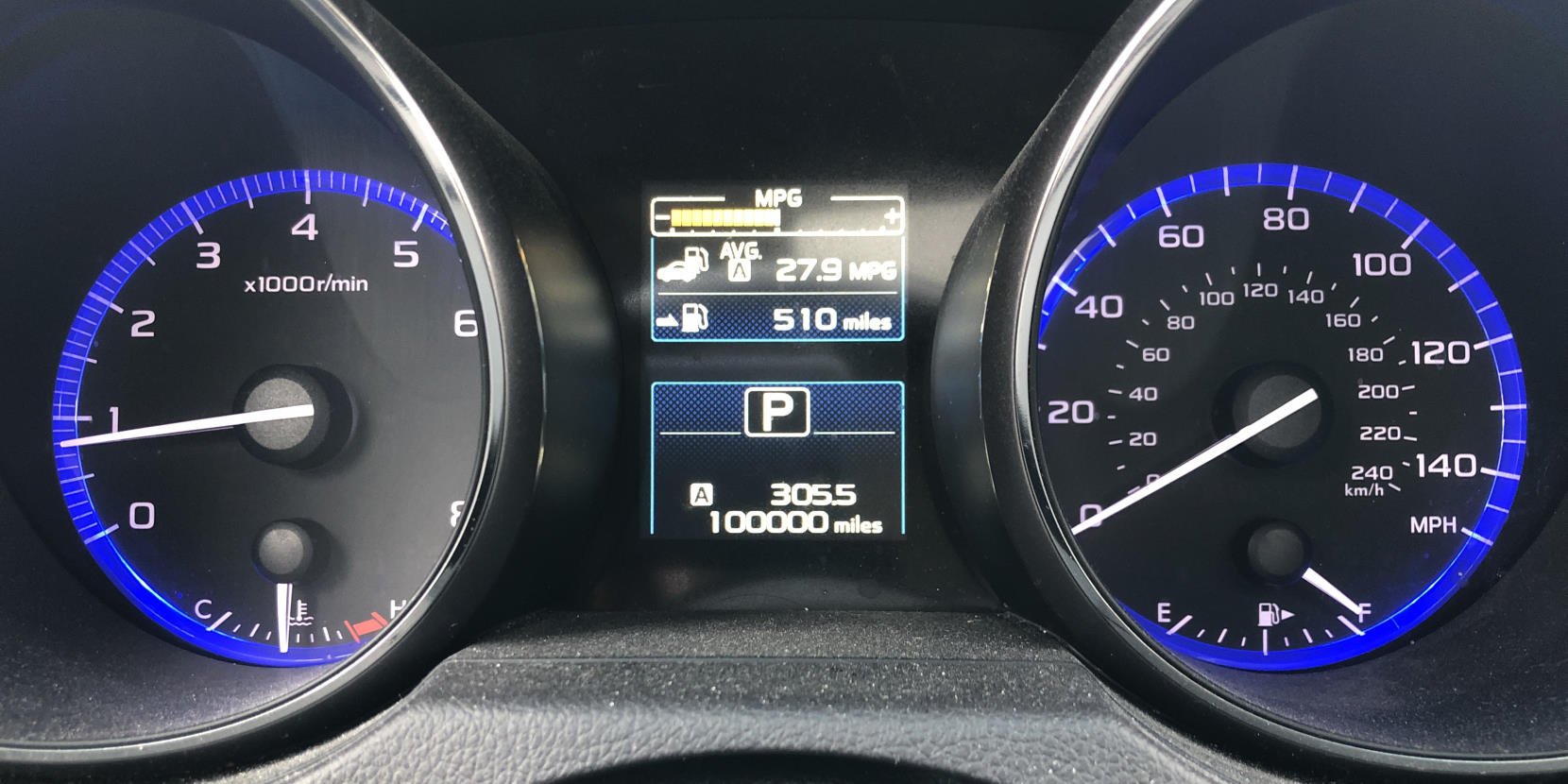 My odometer, showing 100000 miles.