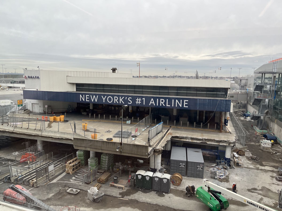 An airport concourse under construction.