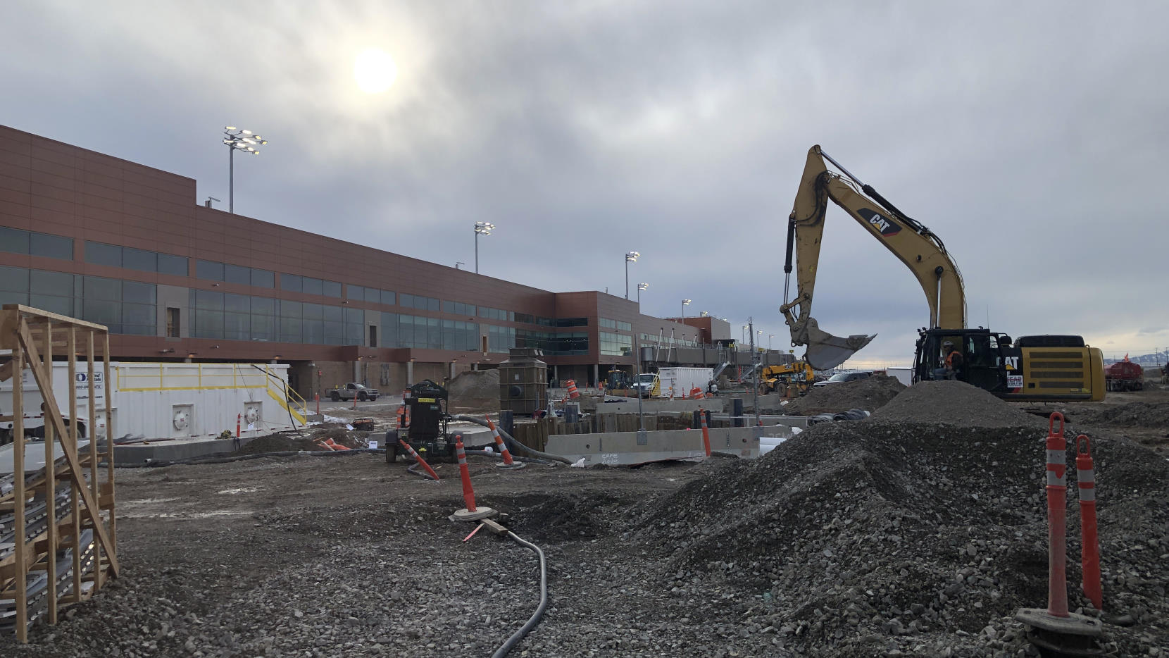 An airport concourse under construction.