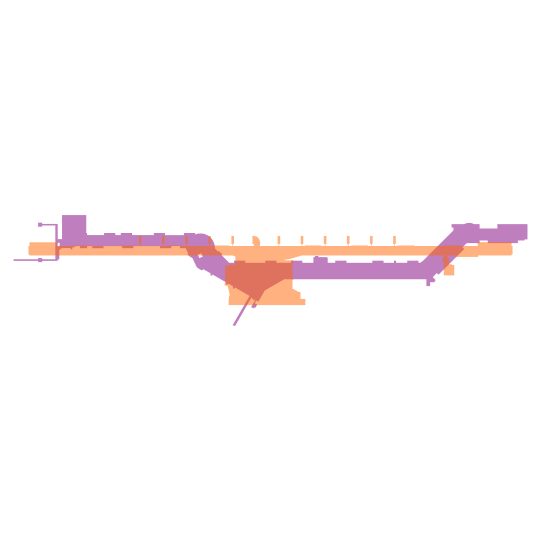 Thumbnail of a silhouette of Size Comparison of MIA Concourse D and DTW Concourse A.