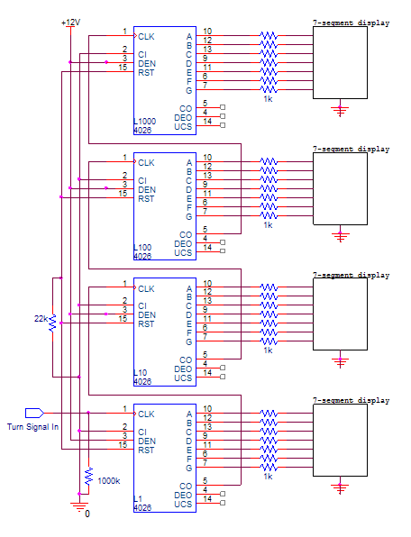 Schematic diagram for the counter circuit.