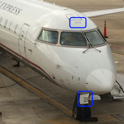 Fleet number highlighted on a US Airways jet.