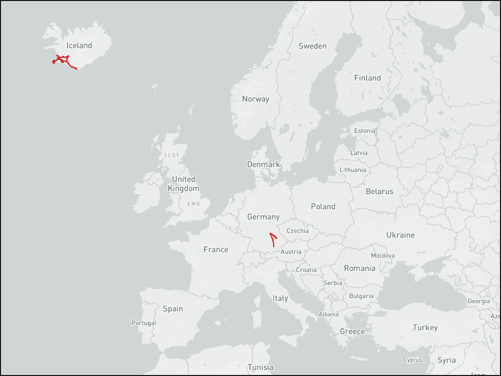 Map showing my 2010-2019 driving routes in Europe.